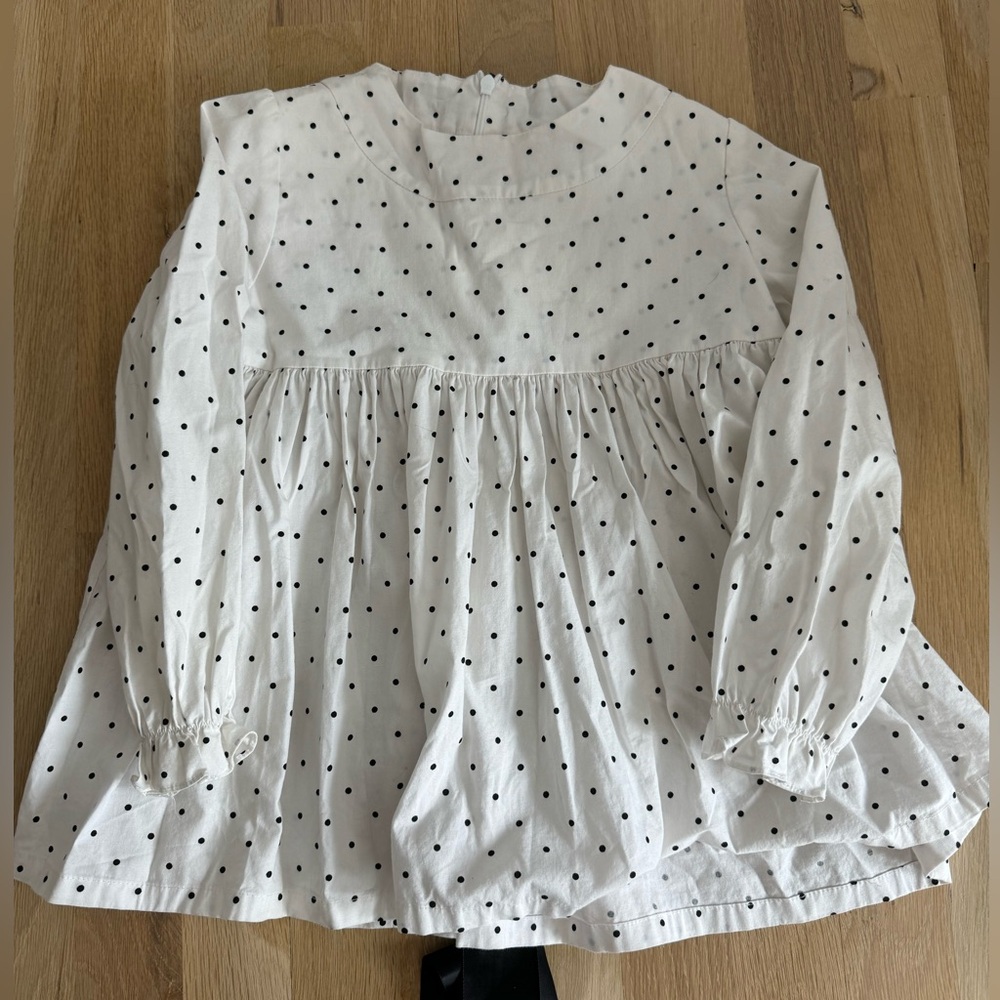 Hannah Kate black polka dot size 6 girl long sleeve blouse